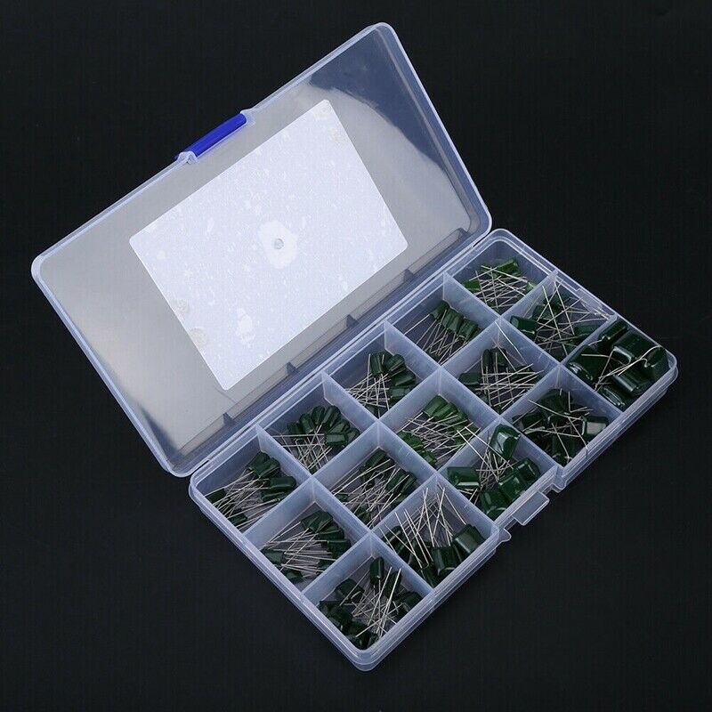 150Pcs 100V 15Value 0.33NF 2A331J 470NF 2A474J Polyester Film Capacitors AssX3X4