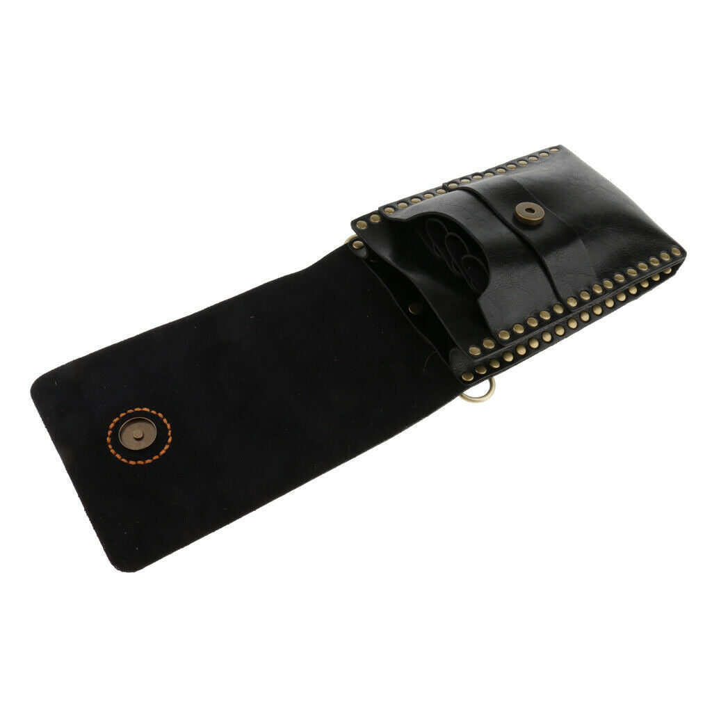 Durable Leather Hair Scissors Comb Clips Bag Barber Tools Holster with Cover