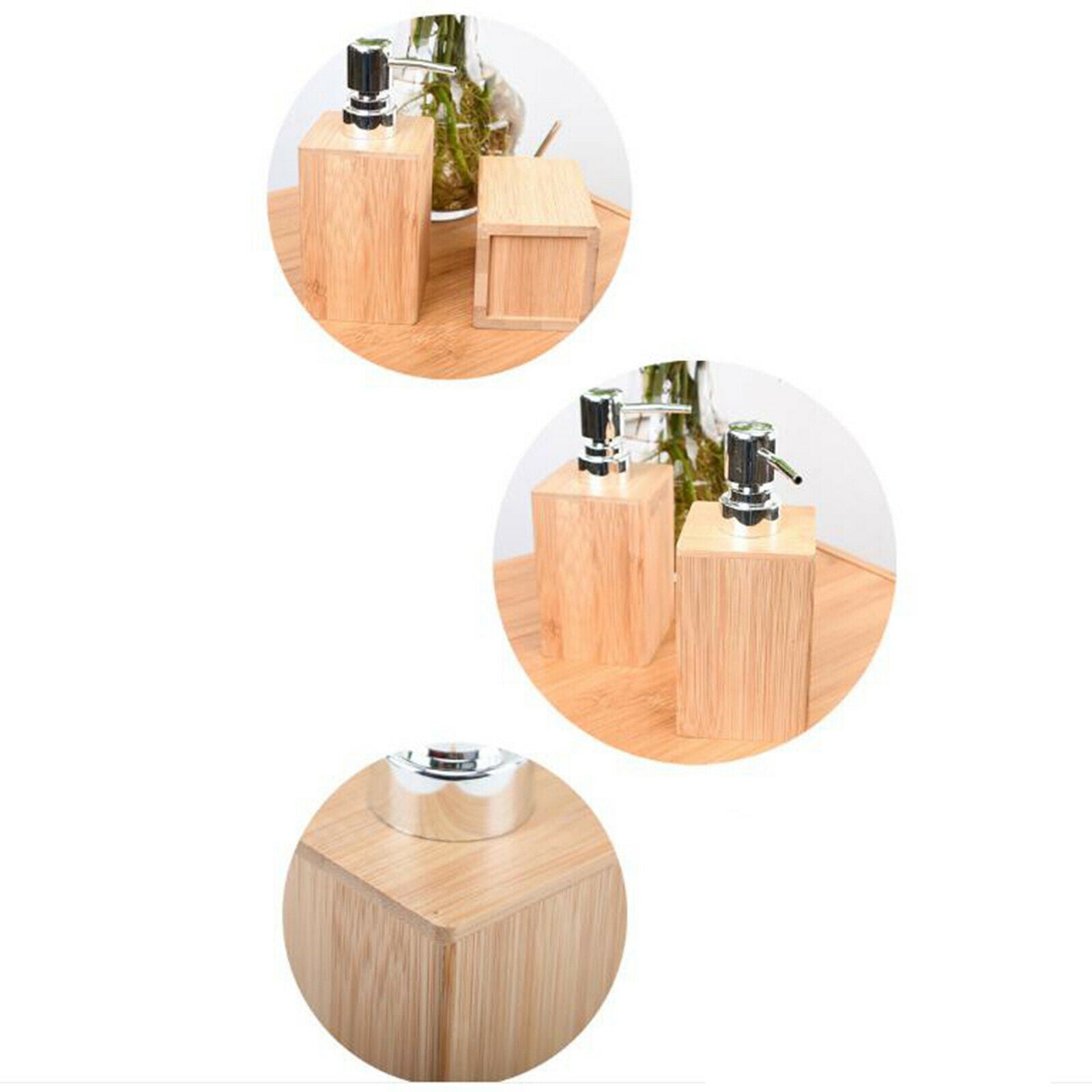 Soap Dispenser Bamboo Essential Oil Lotion Pump Bottles Shower Container for
