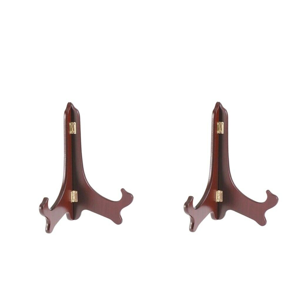 2Pcs 6" + 11" Photo Frame Wooden Wood Easel Plate Holder Folding Stands