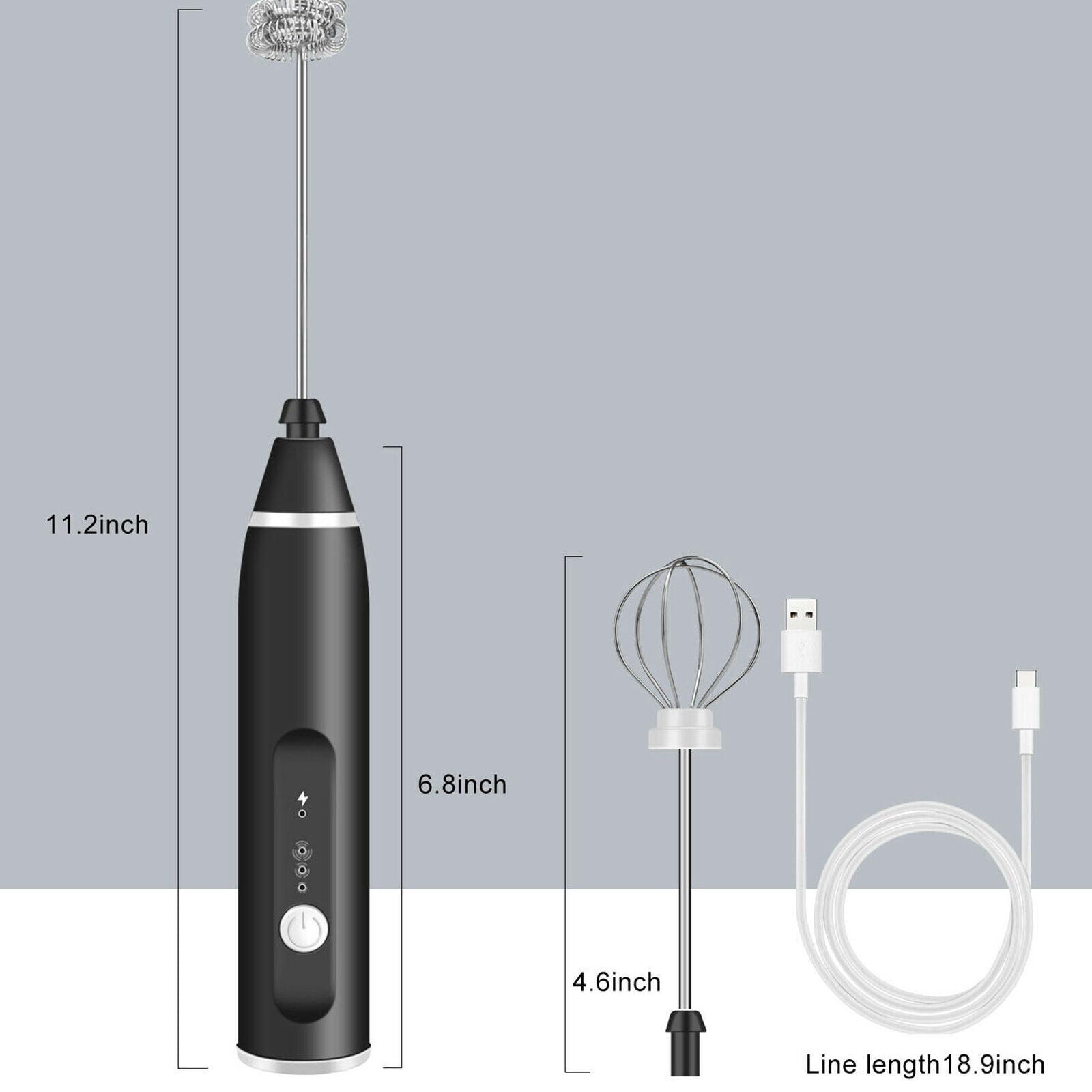 Handheld Electric Egg Beater Milk Frother Drink Mixer Coffee Whisk USB Charging