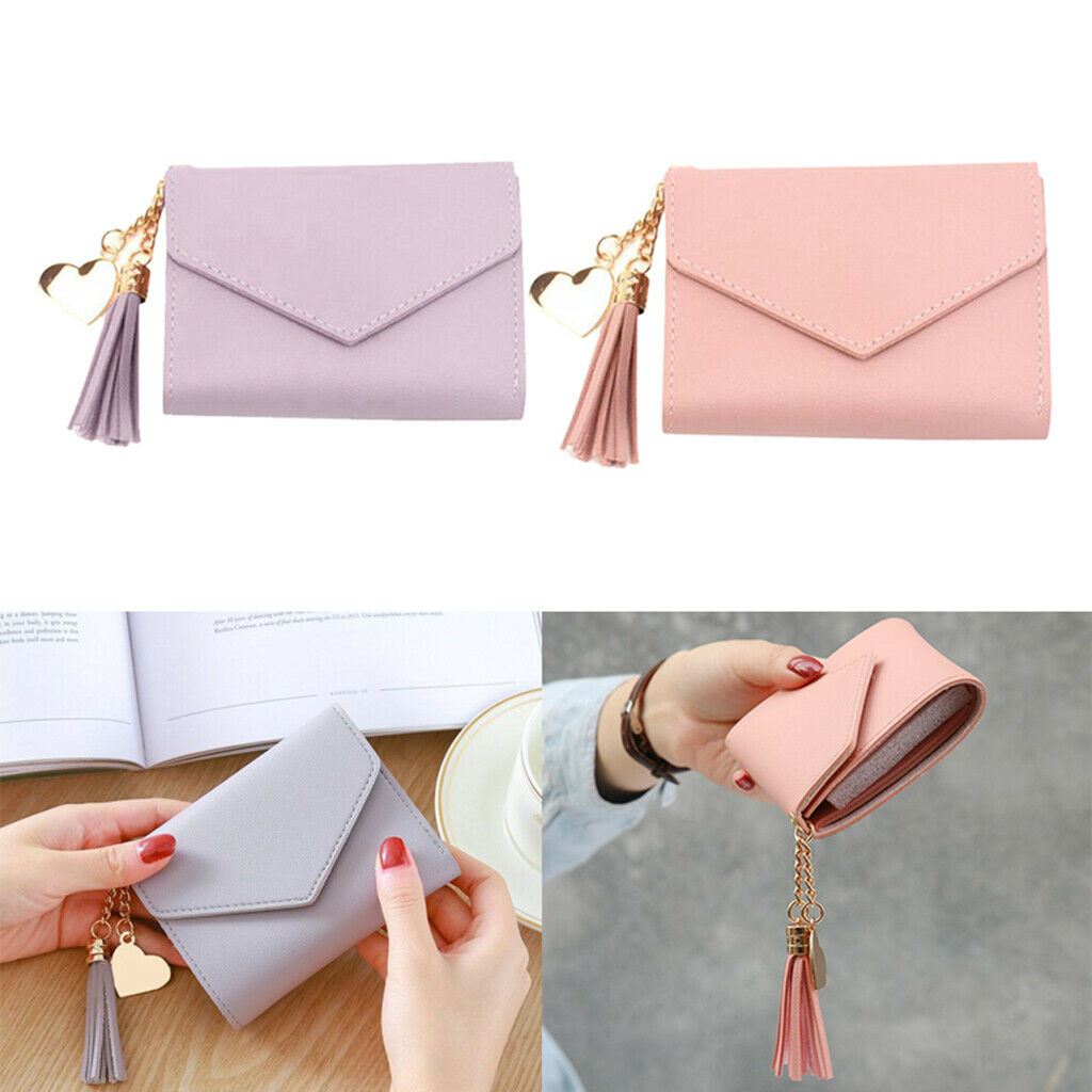 2pcs Casual Leather Wallet Coin Cash Card Holder Handbag Clutch Card Bag