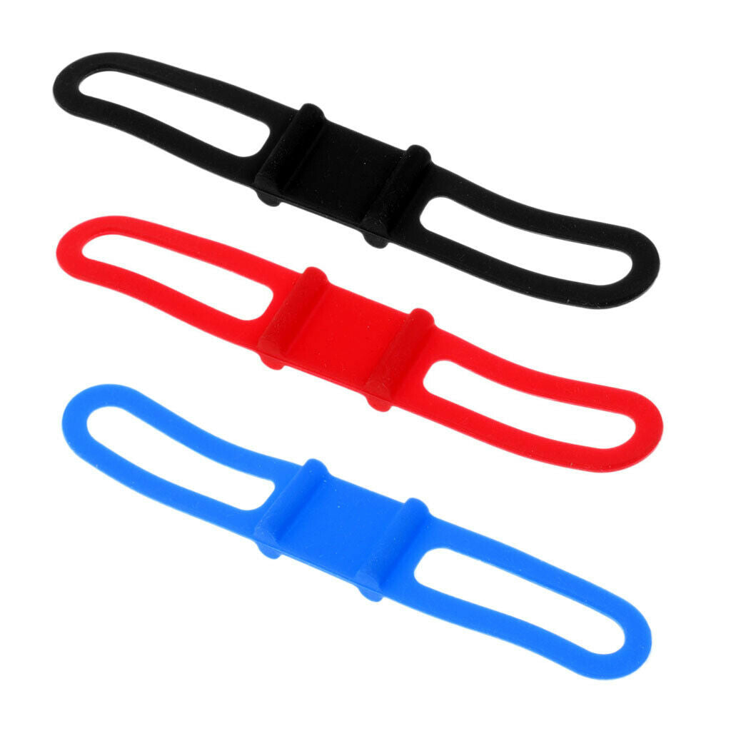 3x Elastic Bike Silicone Band  Flashlight Torch