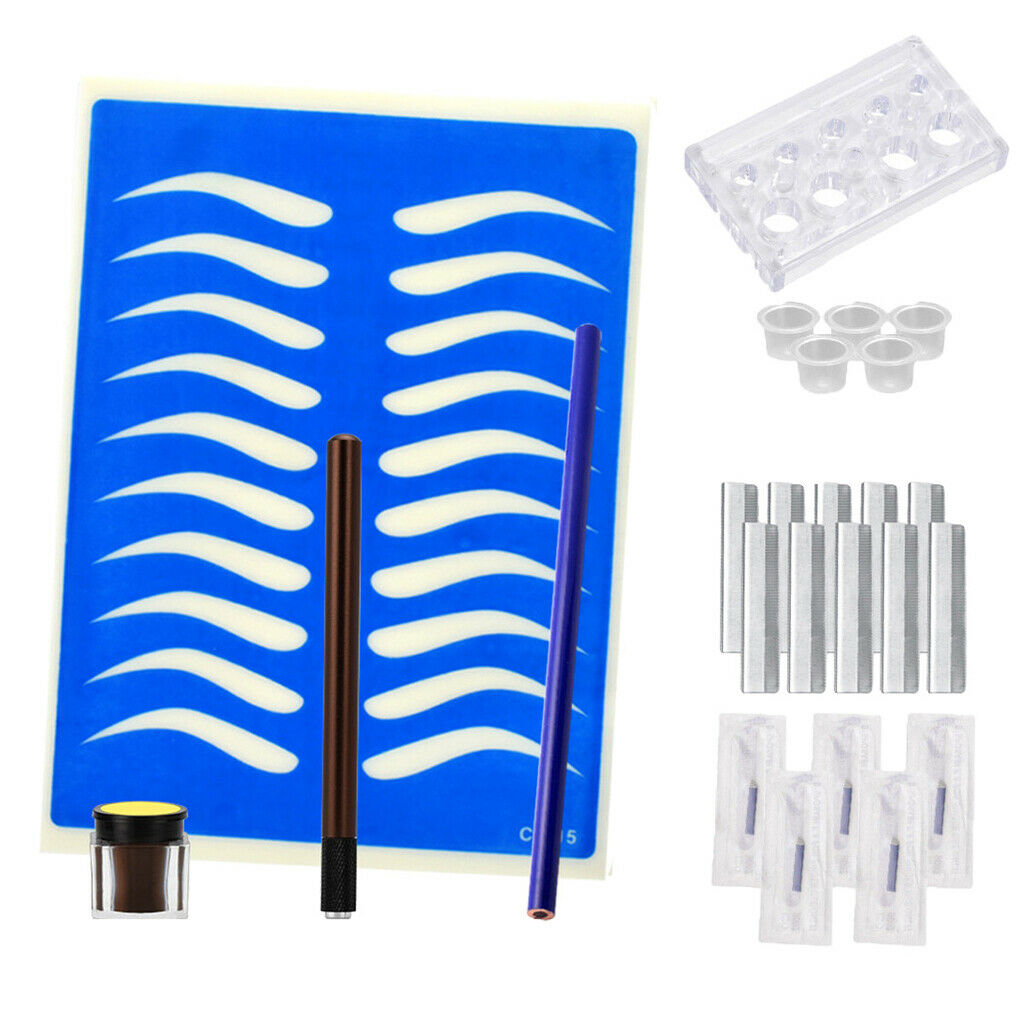 Eyebrow Permanent Makeup Microblading Kit Tattoo Pen Practice Skin Pigments