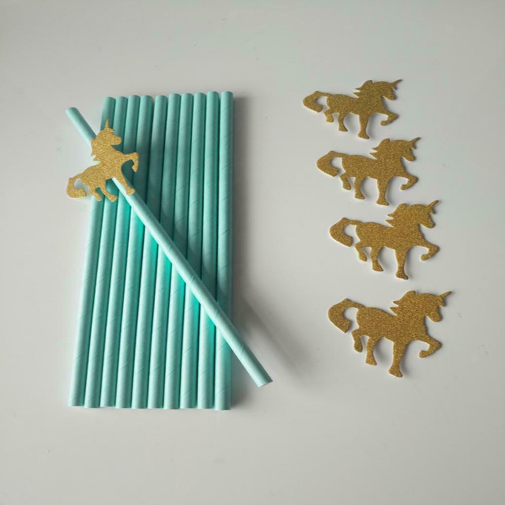 Unicorn Paper Straws Drinking Straws Kids Party Paper Tableware Drinks #4