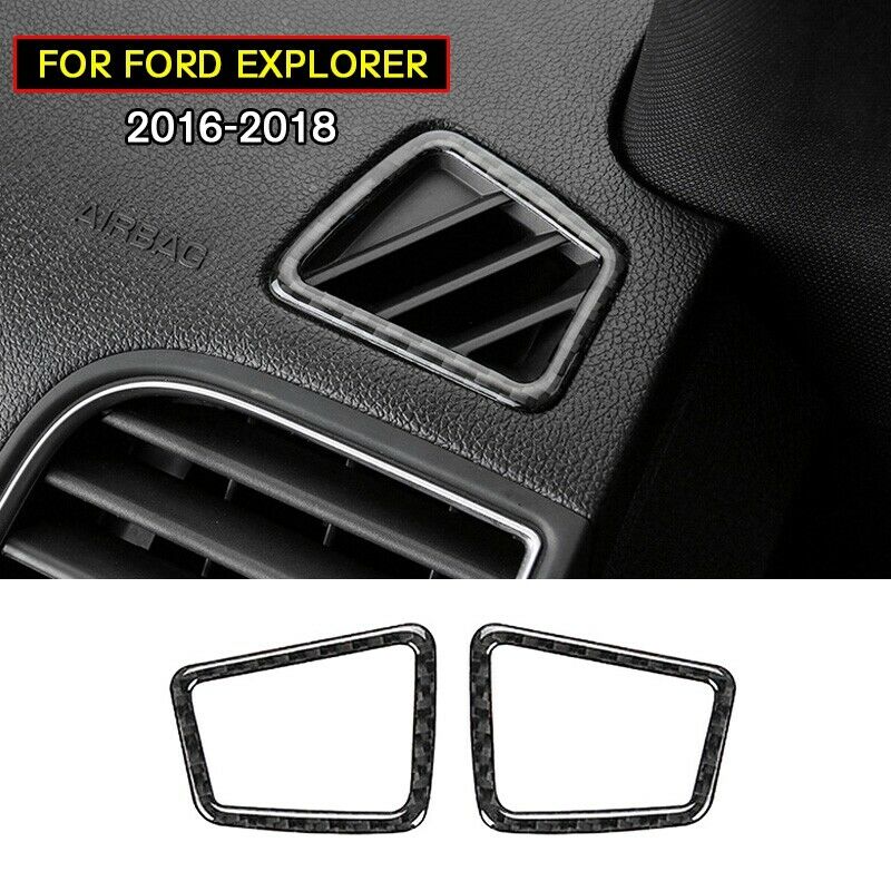 2pcs Carbon Fiber Upper Air Vent Outlet Cover Trim For Ford Explorer 2013-2018