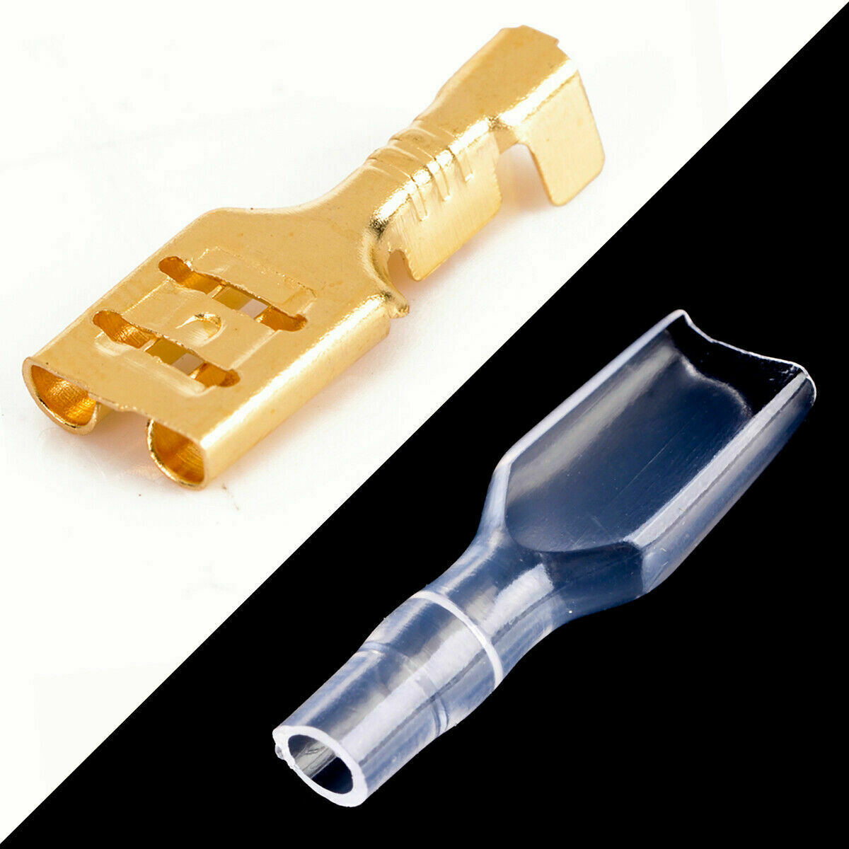 100pcs 4.8mm Crimp Terminal Female Spade Connector w/ Insulating Sleeve 22~16AWG