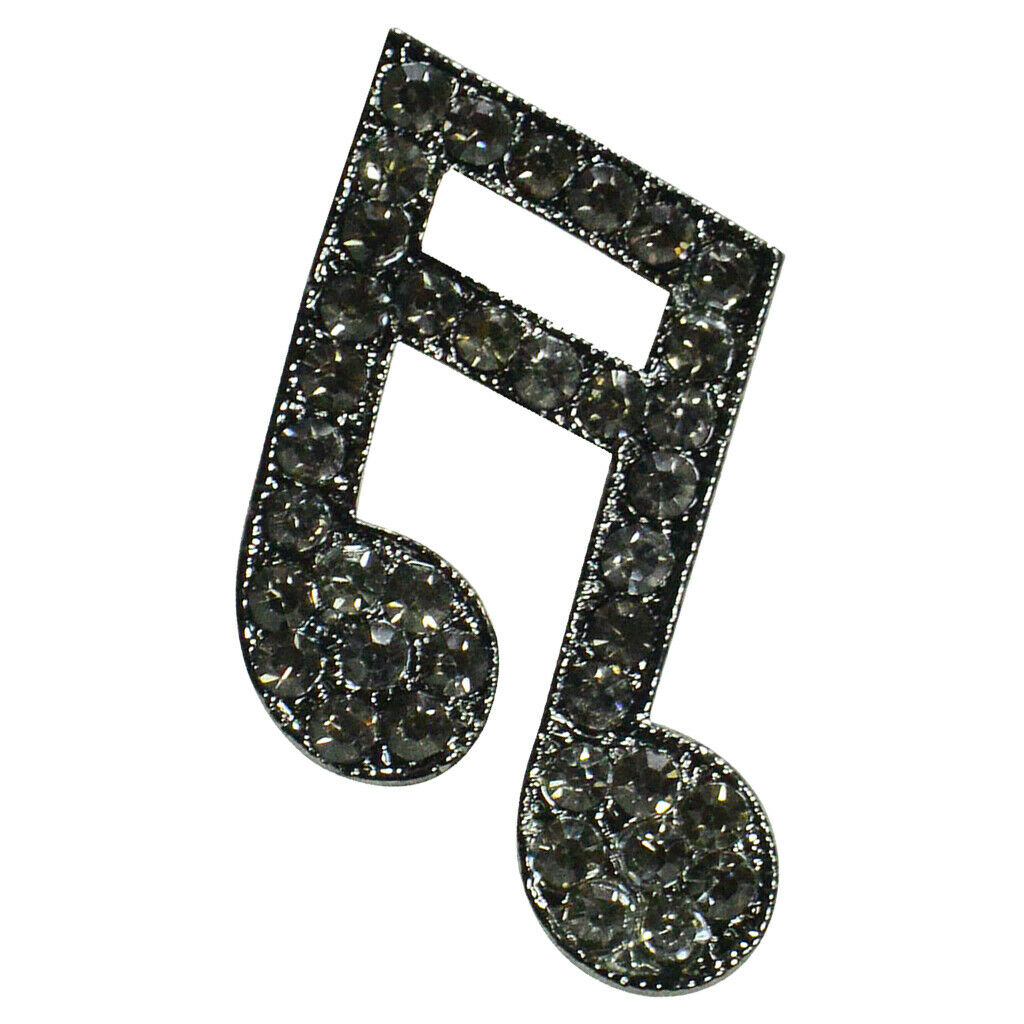 2Pcs Women Alloy Musical Symbol Enamel  Brooch Lapel Pin Collar Tips Black