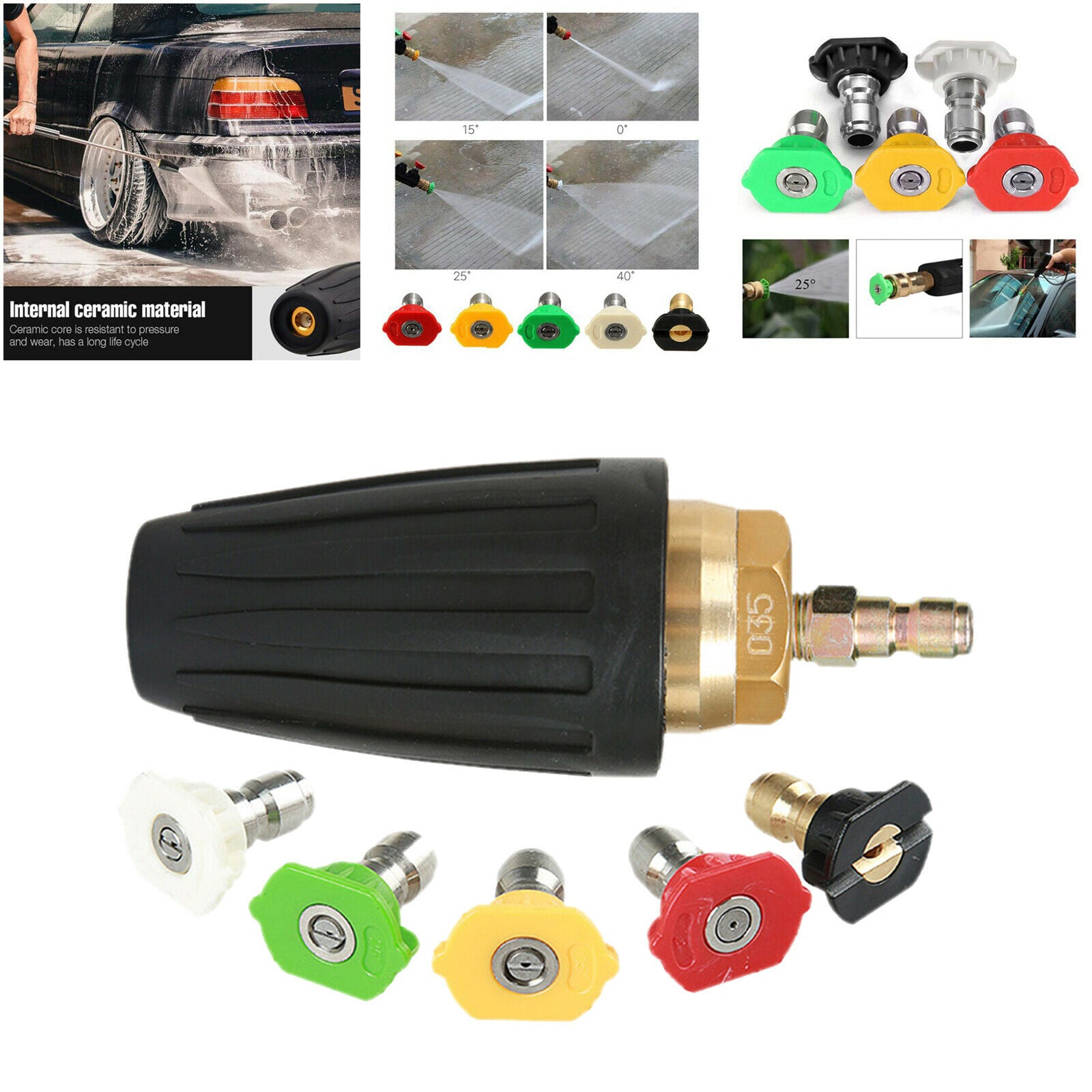 Pressure Washer Extension Adapter Turbo Spray Nozzle Tips 1/4" Quick Connect