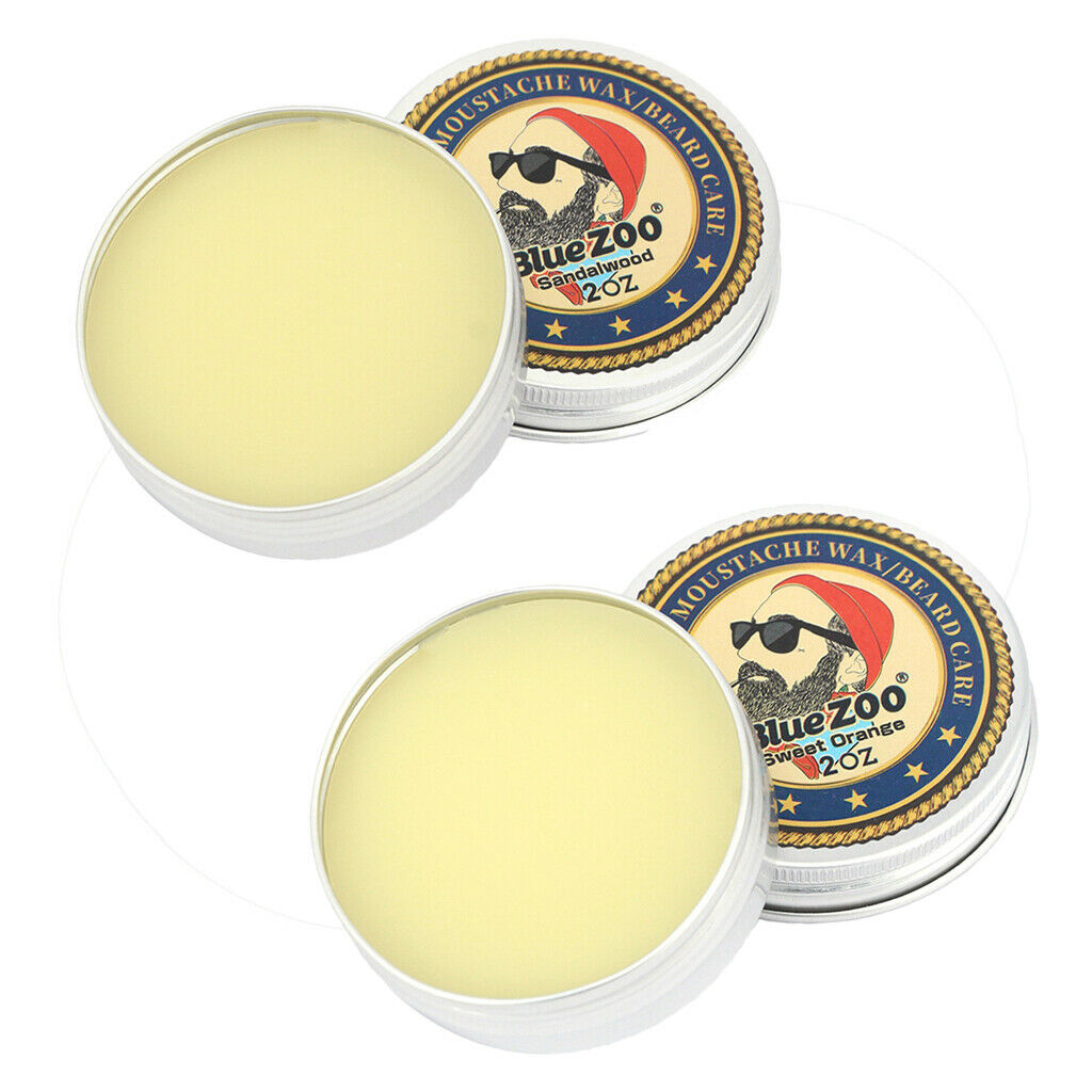 Pack of 2Pcs Natural Beard Balm Moisturizing Sandalwood/Orange Mustache Wax
