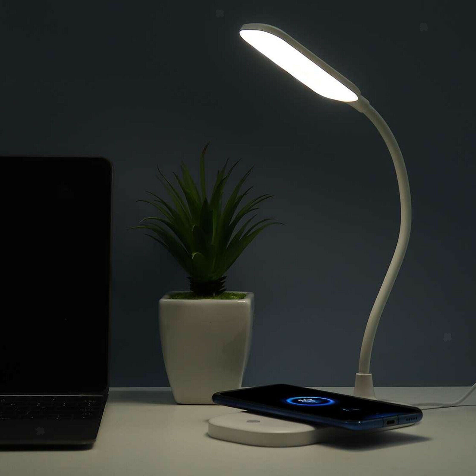 Household Dimmable LED Desk Lamp Bed Light 10W Wireless Charger Charging Pad