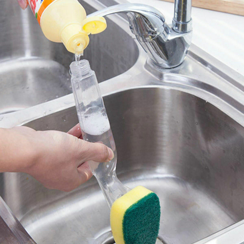 Kitchen Cleaning Brush Scrubber Washing Dish With Refill Liquid Soap Disp.l8