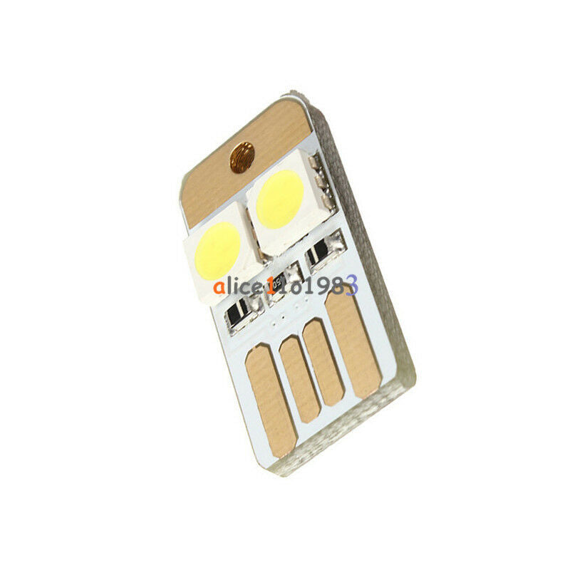 5Pcs Portable Double Sided Pluggable USB LED Night Light Power Supply Lamp White