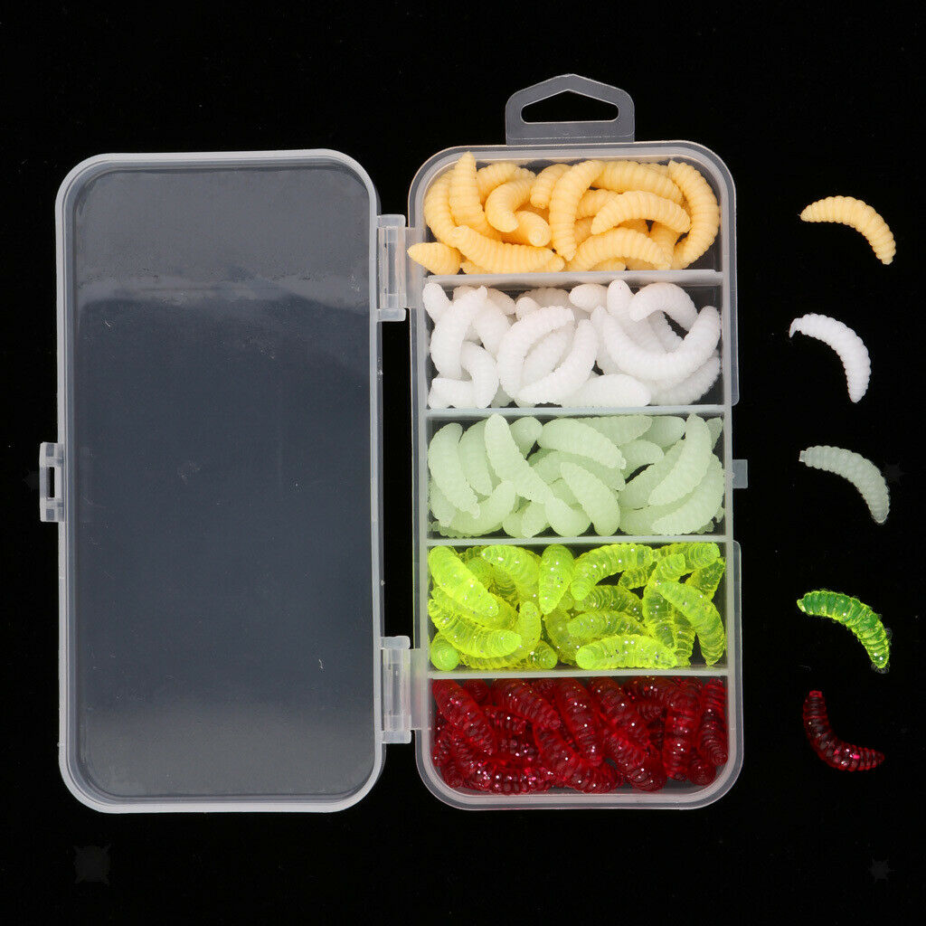 125 Pieces Maggot Grub Worm Fishing Lures Bionic Grub Shape Baits