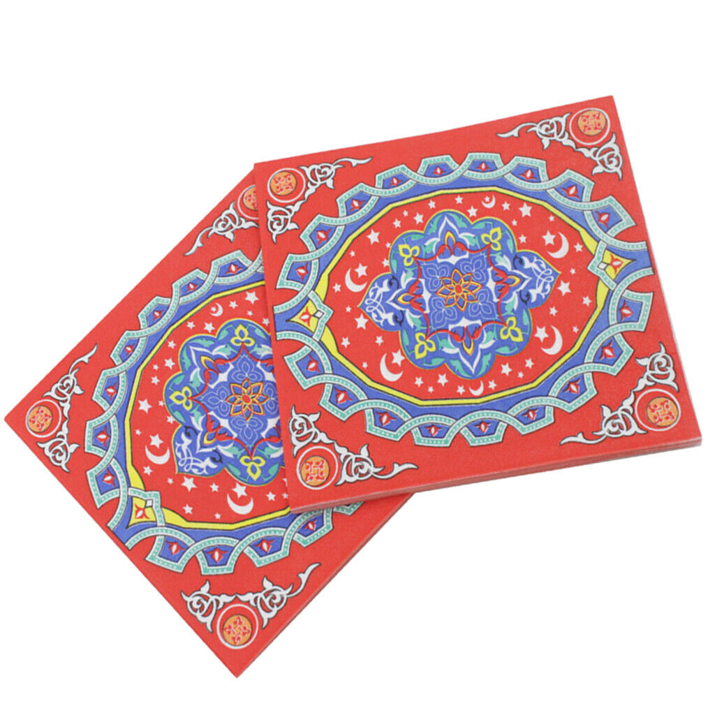 20 Pieces Disposable Paper Napkins Colorful Serviettes for Muslim Holiday
