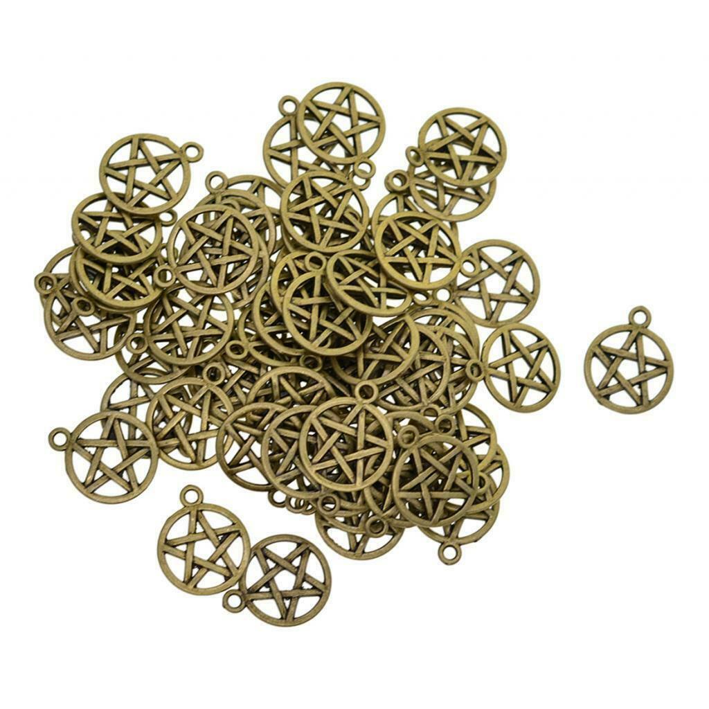50 pieces round star charms pendants jewelry pendants beads DIY