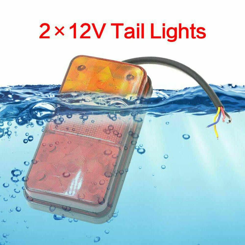 2x LED Waterproof Tail Lights Kit RV Camper Trailer Truck Rear Turn Signal 12V