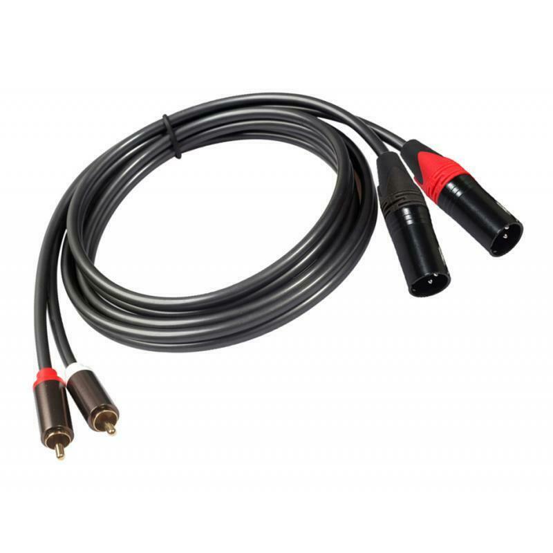 Audio 5 Foot XLR Dual Male Patch Cable-2-XLRM to 2-RCA Audio Headphone Amplifier