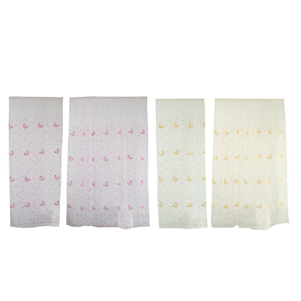 1 Piece Window Voile Sheer Curtain Valance Tiers  Pink_1x2.5m
