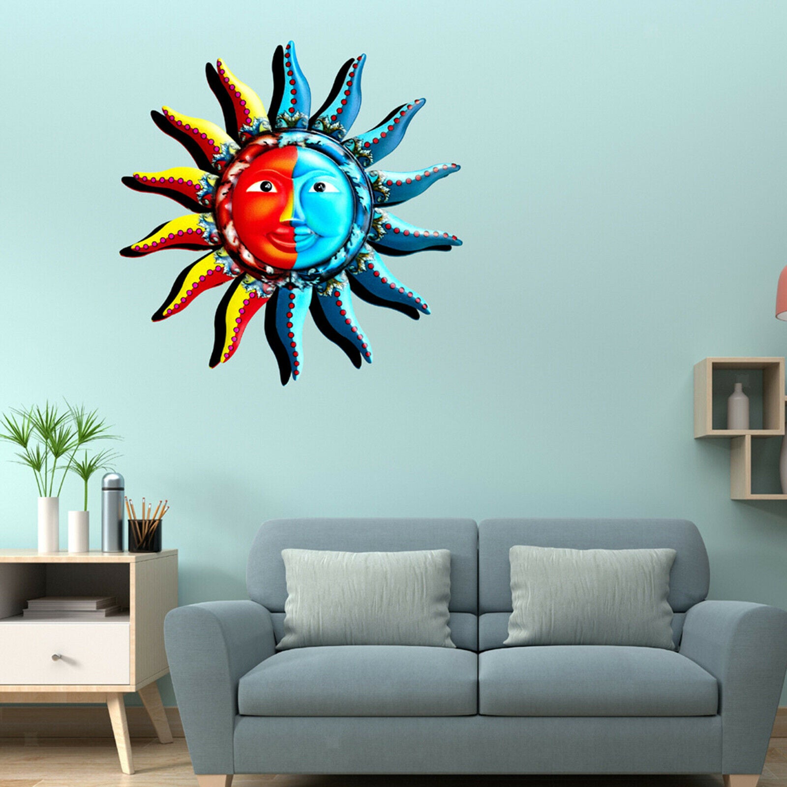 Sun Shaped Wall Decor Garden Office Bedroom Hanging Wall Sculpture Ornament