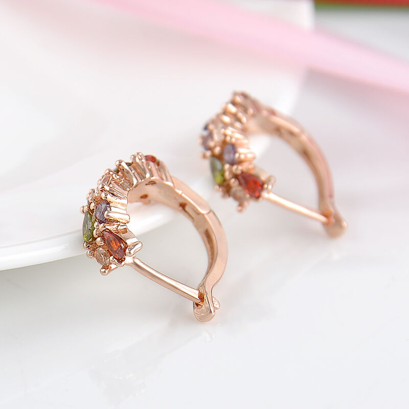 Newest Hot Colorful Crystal Women Elegant Rhinestone Plated Ear Stud Earrings