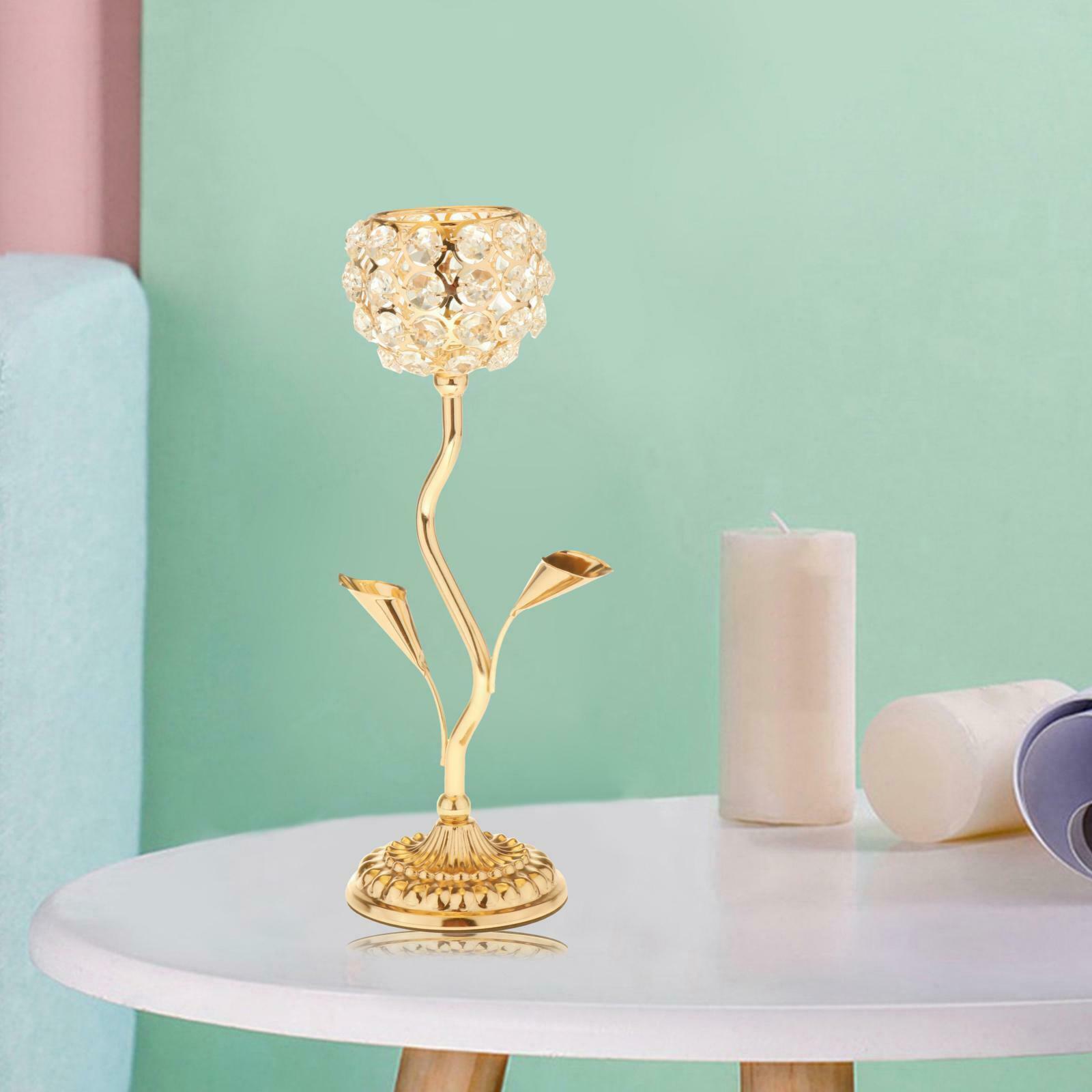 Iron Crystal Candle Holder Candlestick Stand Wedding Home Anniversary Gifts