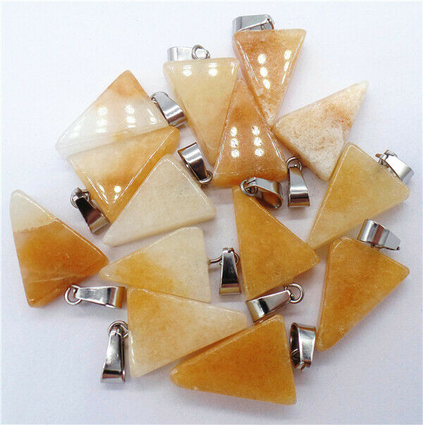 100Pcs 20x15x6mm Natural Yellow Aventurine Triangle Pendant Bead HH8224