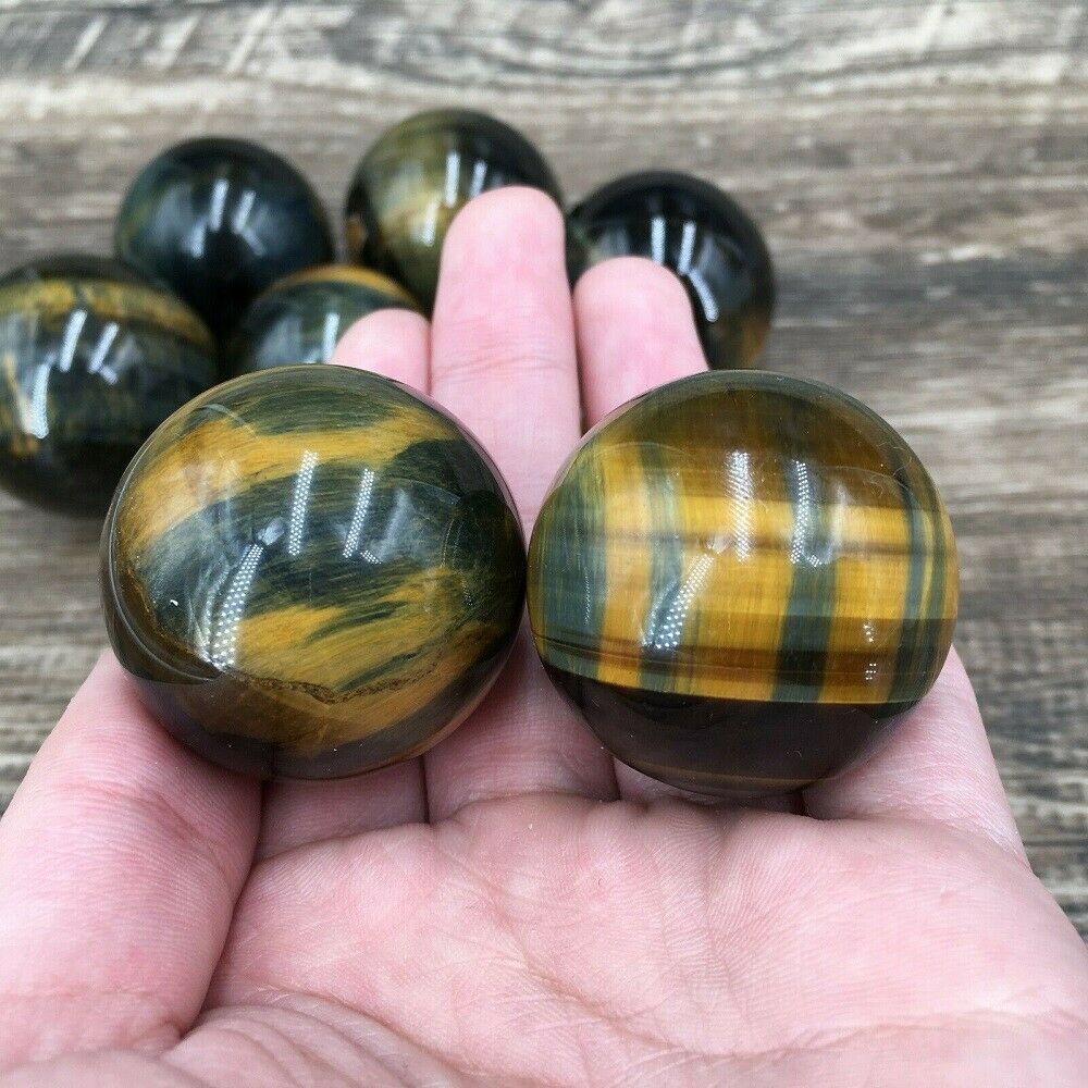 US. 100% Natural blue Tiger's eye jasper quartz Sphere crystal ball rock Healing