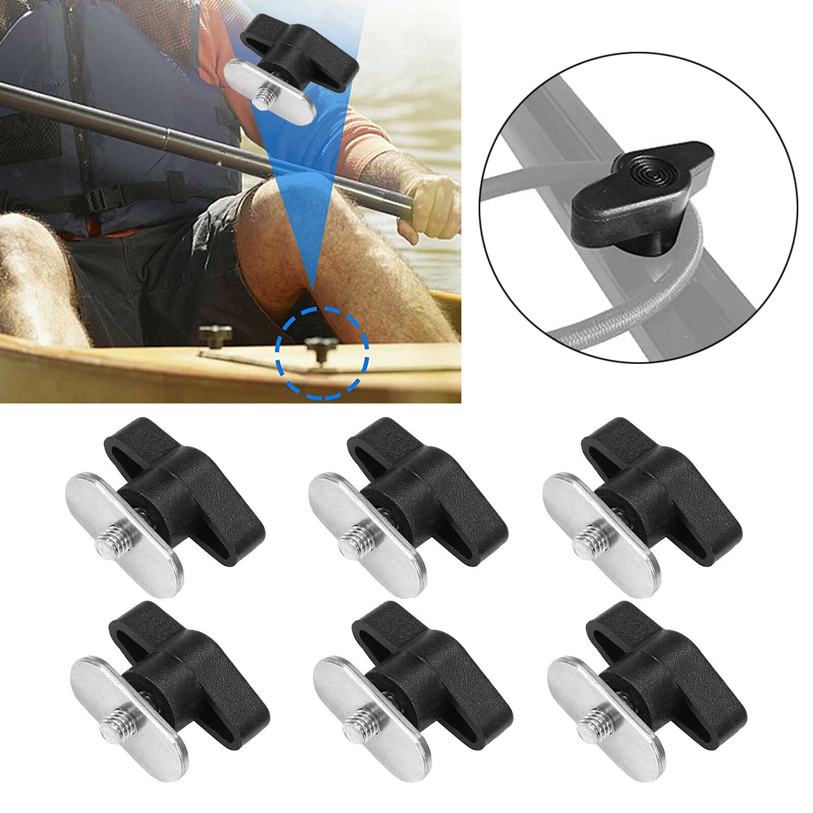6Pcs Kayak Screw Nuts Fishing Boat Accessories for Kayak Track Rail Canoe