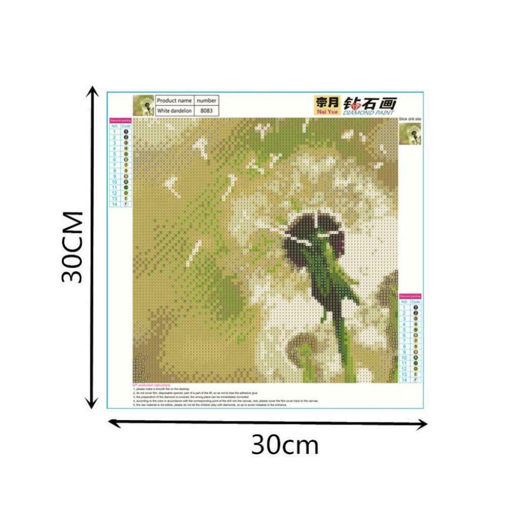 Full Drill Dandelion DIY 5D Diamond Painting Embroidery Cross Stitch White