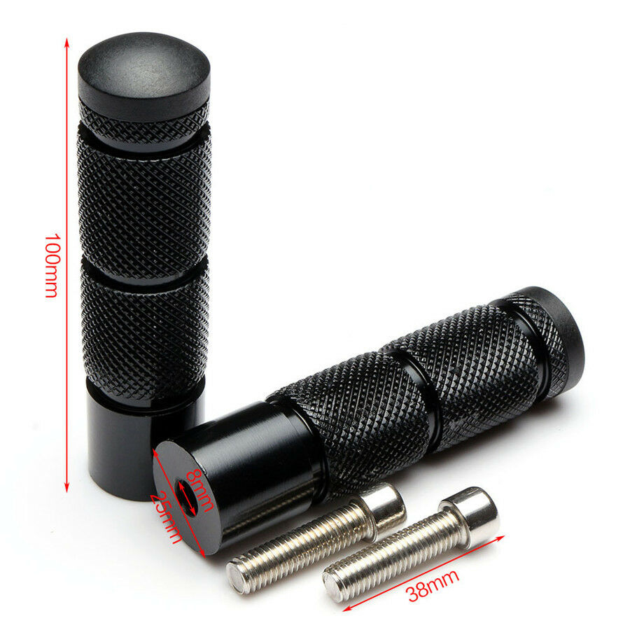 Pair CNC Aluminum Motorcycle Foot Pegs Footpegs Rear Set Foot Rests Pedals Black