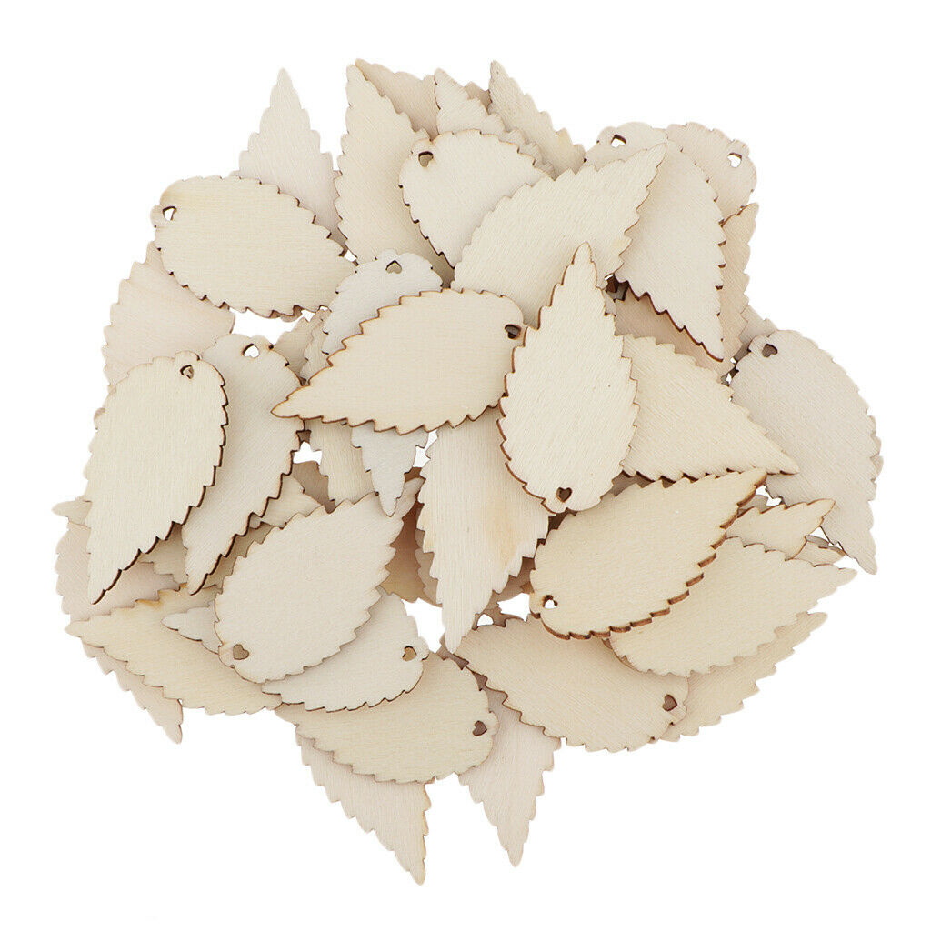 50pcs leaves wooden slices wooden pieces wooden pendants for wedding birthday