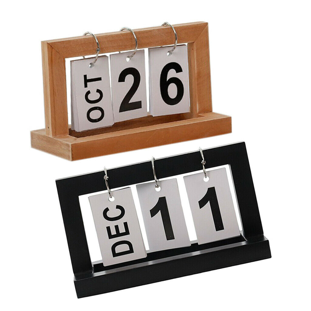 2pcs Practical Wooden  Chart Perpetual Calendar DIY Desktop Calendar