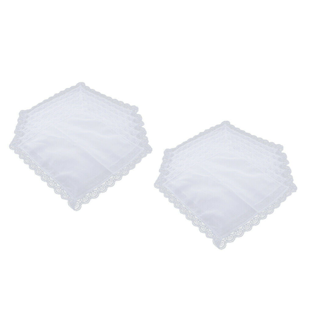 10x DIY Ladies White Hankies Party Wedding Handkerchiefs 100% Cotton Hanky