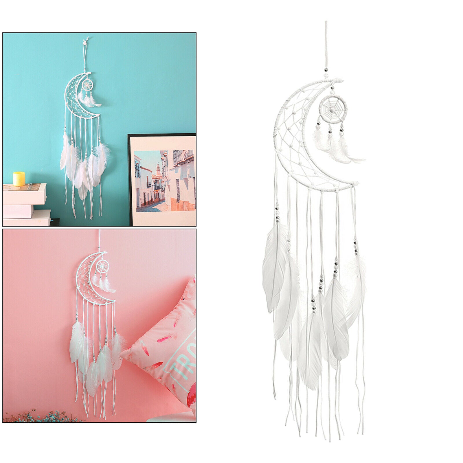 Hanging Moon Dream Catcher Art Decoration for Living Room Craft Ornament