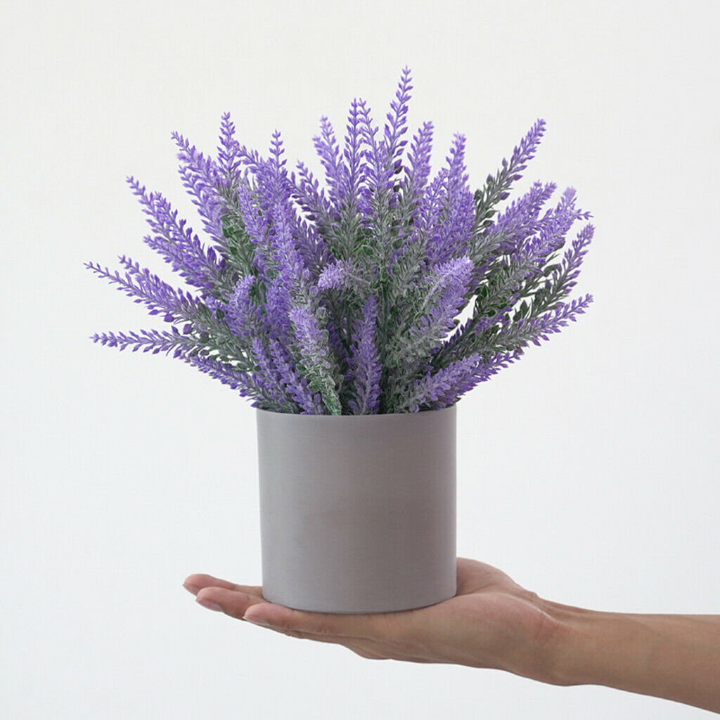 Artificial Lavender Flower Potted Plants Home Office Centerpieces Decor
