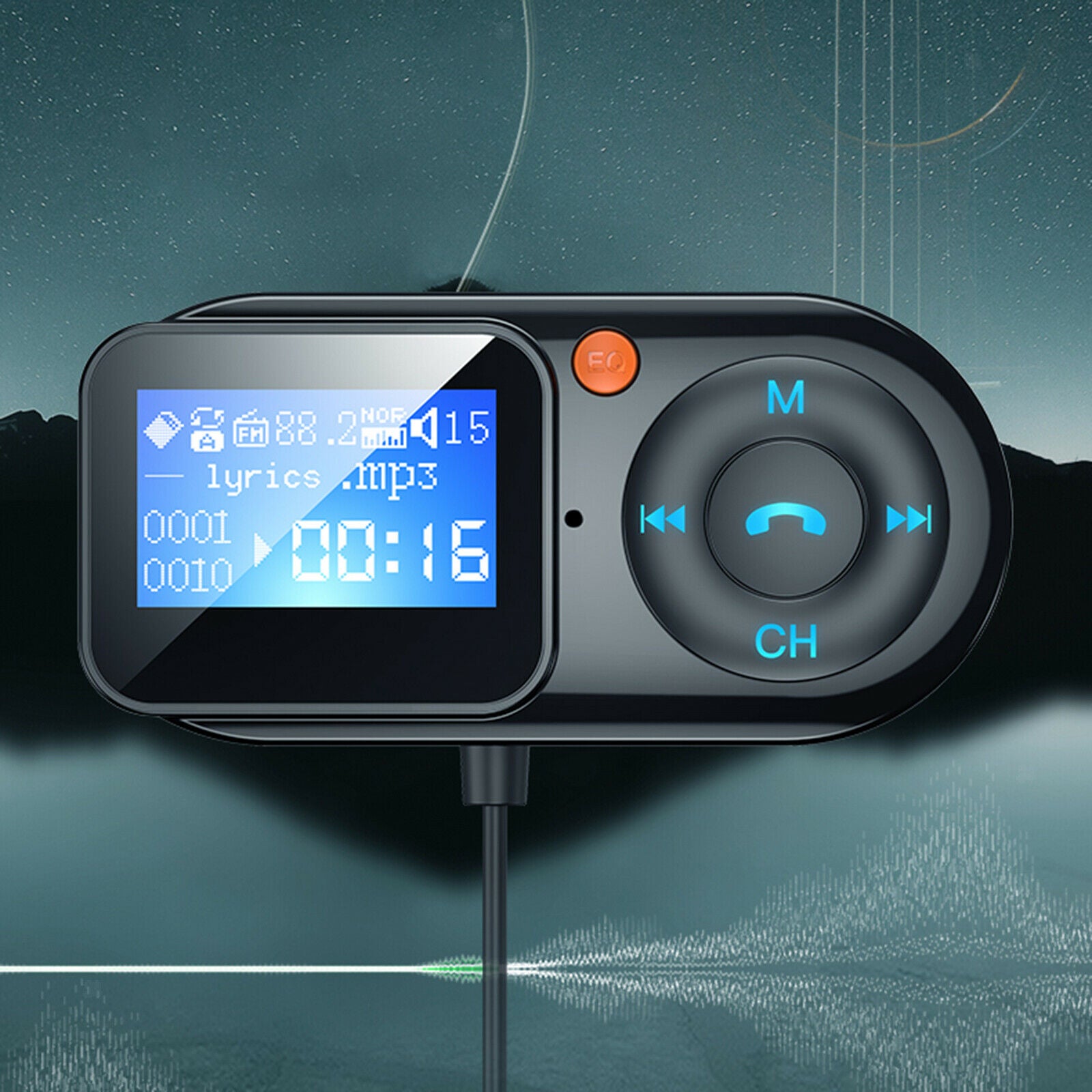 1.3" Wireless Bluetooth Car FM Transmitter   TF Card Audio Receiver