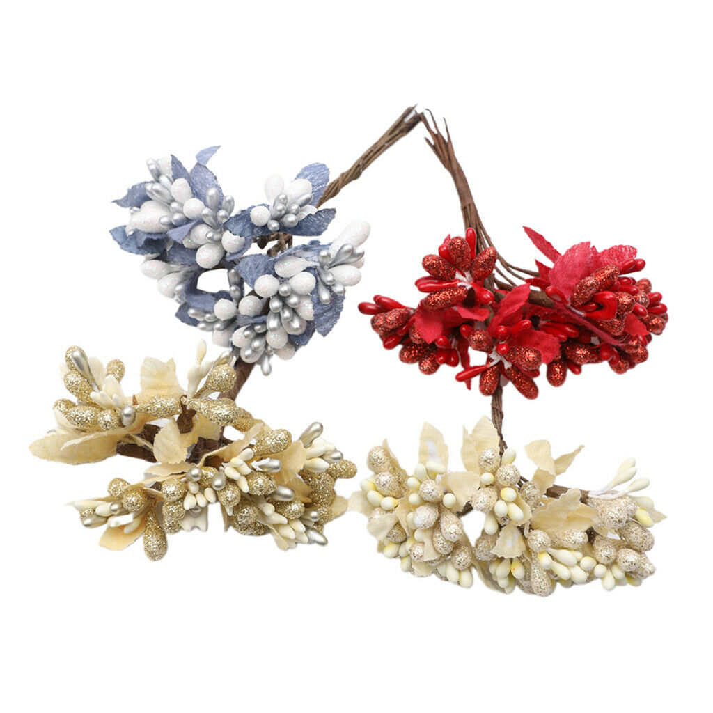 4pcs artificial flowers berries bouquets floral home wedding decor Champagne