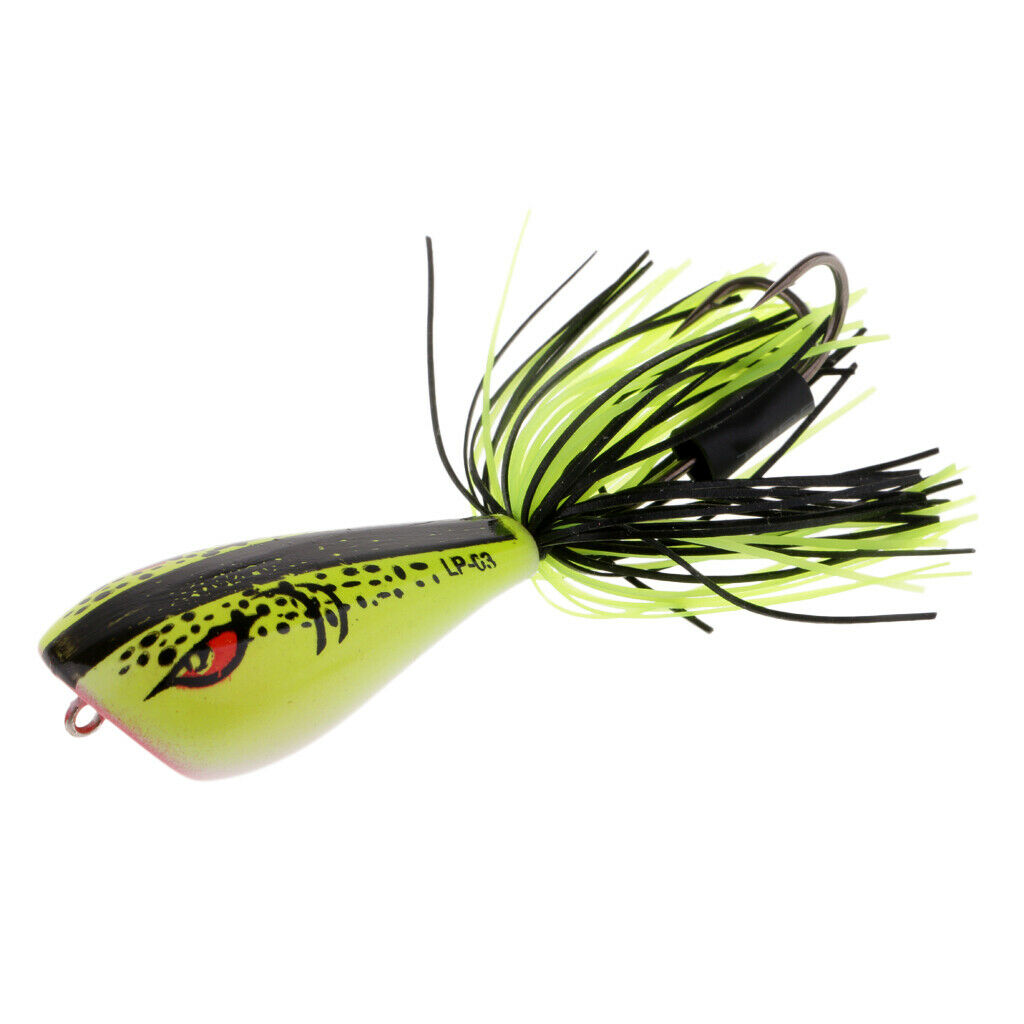 Frog Fishing Lures Soft Topwater Frog Crankbait with Threads Skirts Yellow
