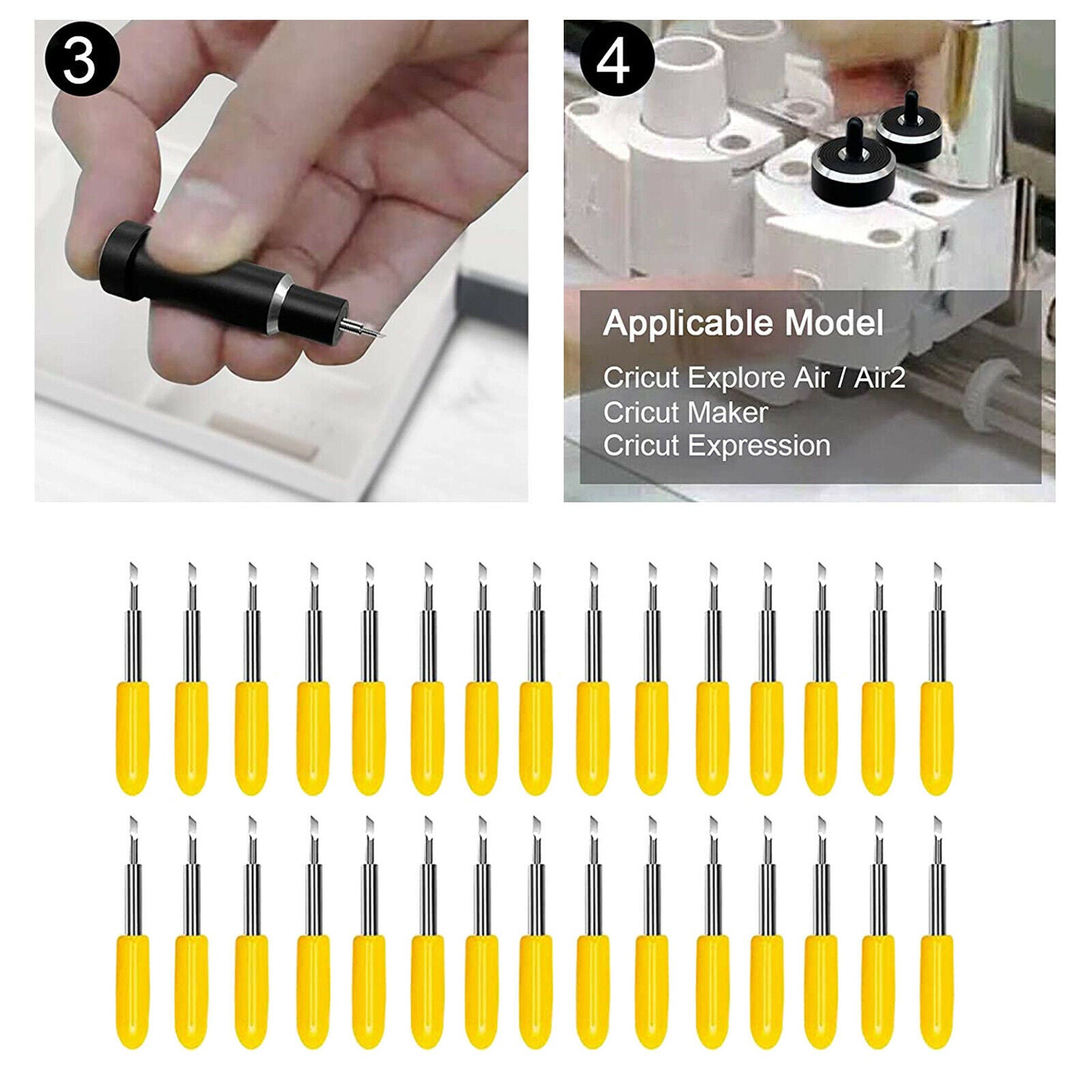 30Pcs Replacement Blades for Cricut Explore Air 2 Maker  30Â° Yellow