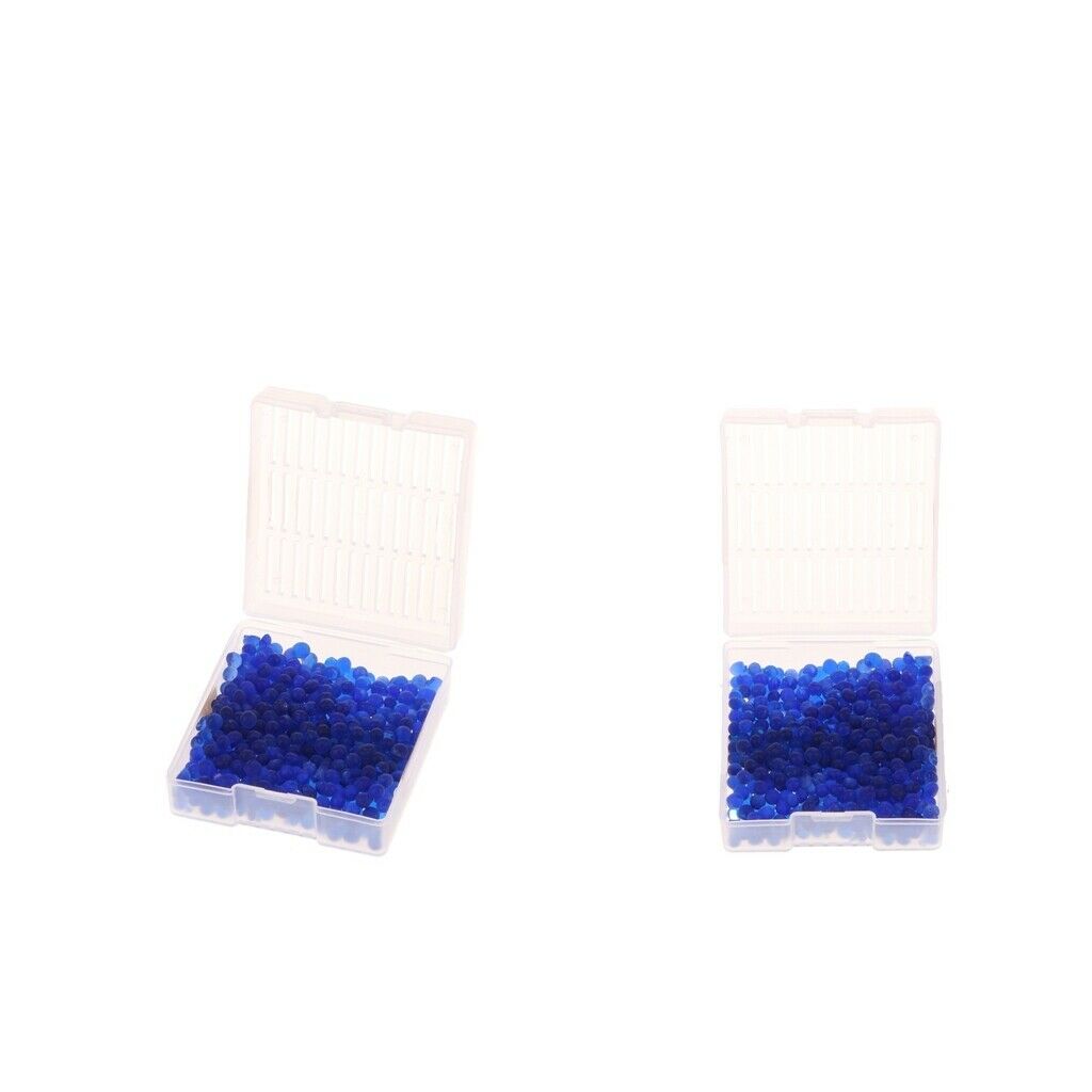 2x Desiccant Indicating Silica Gel with Reusable Hard Plastic Canister -Blue