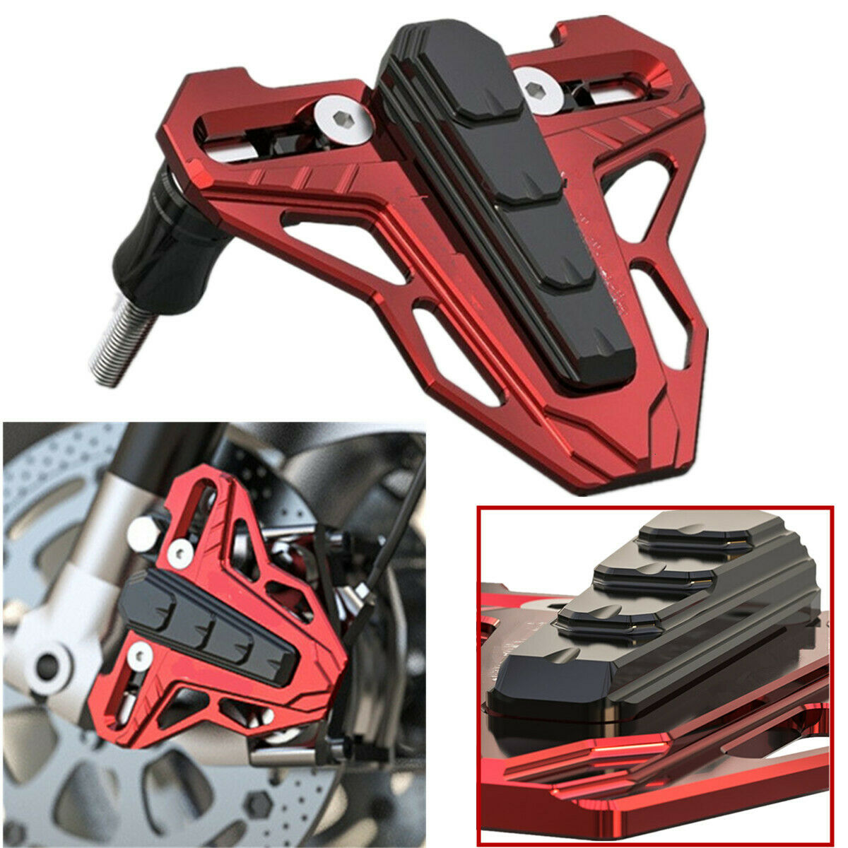 1 Pcs Motorcycle Front Disc Brake Pump Protection Decorative Cover Black & Red