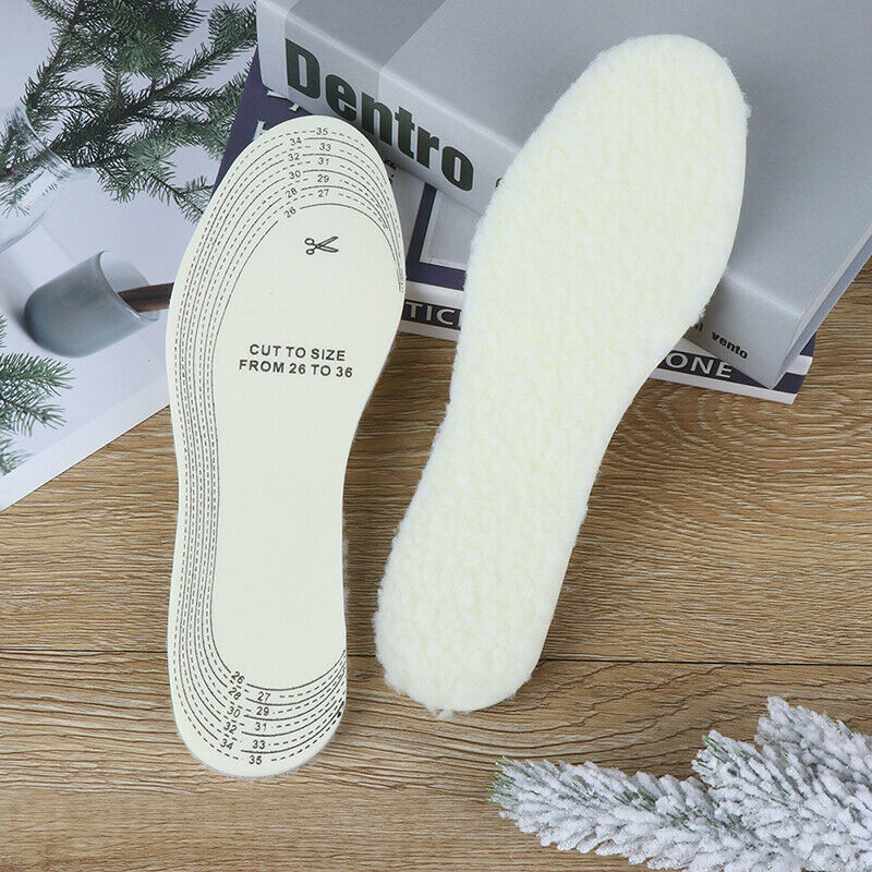 1 Pair Winter Wool Warm Latex Insole Kids Sweat-absorbent Breathable Insoles.DD