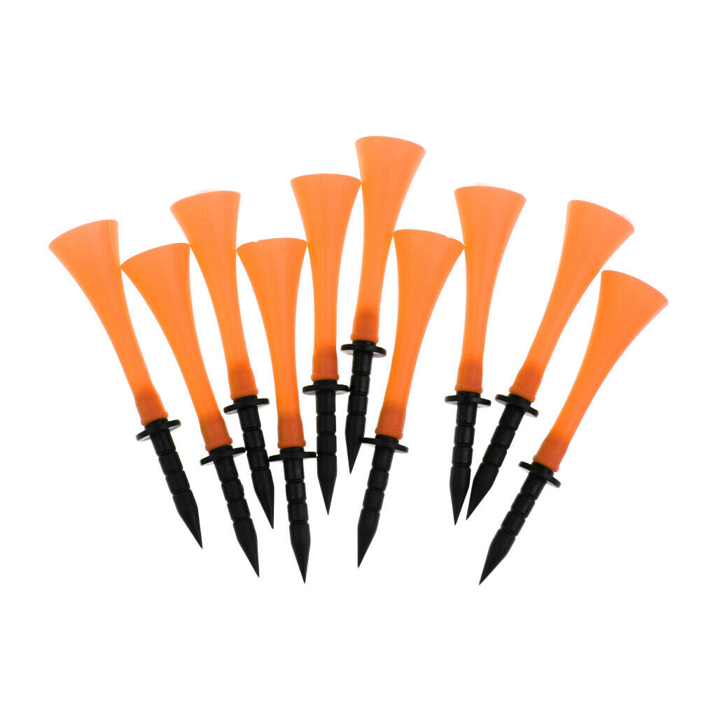 Pack of 10 Orange Rubber Golf Tees 83mm - High Quality