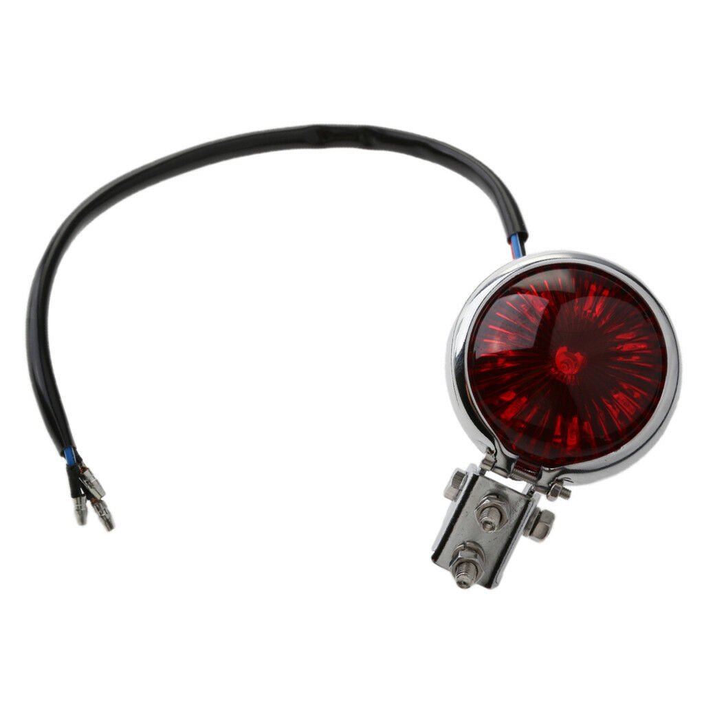 Chrome Motorcycle LED Rear Stop Tail Light for Custom Streefighter - Red