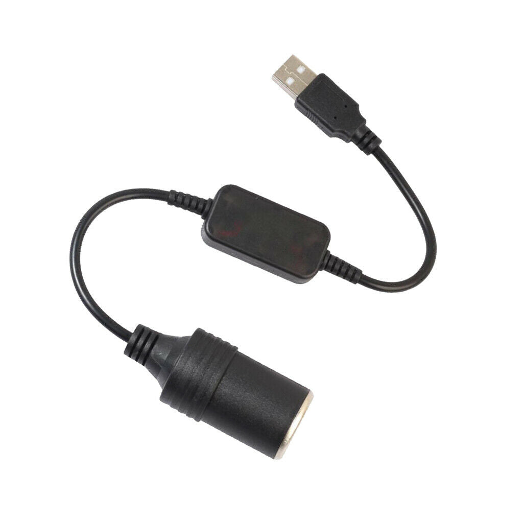 Car 300mm 5V 2A USB to 12V 1A Female Cig Lighter Socket Converter Power