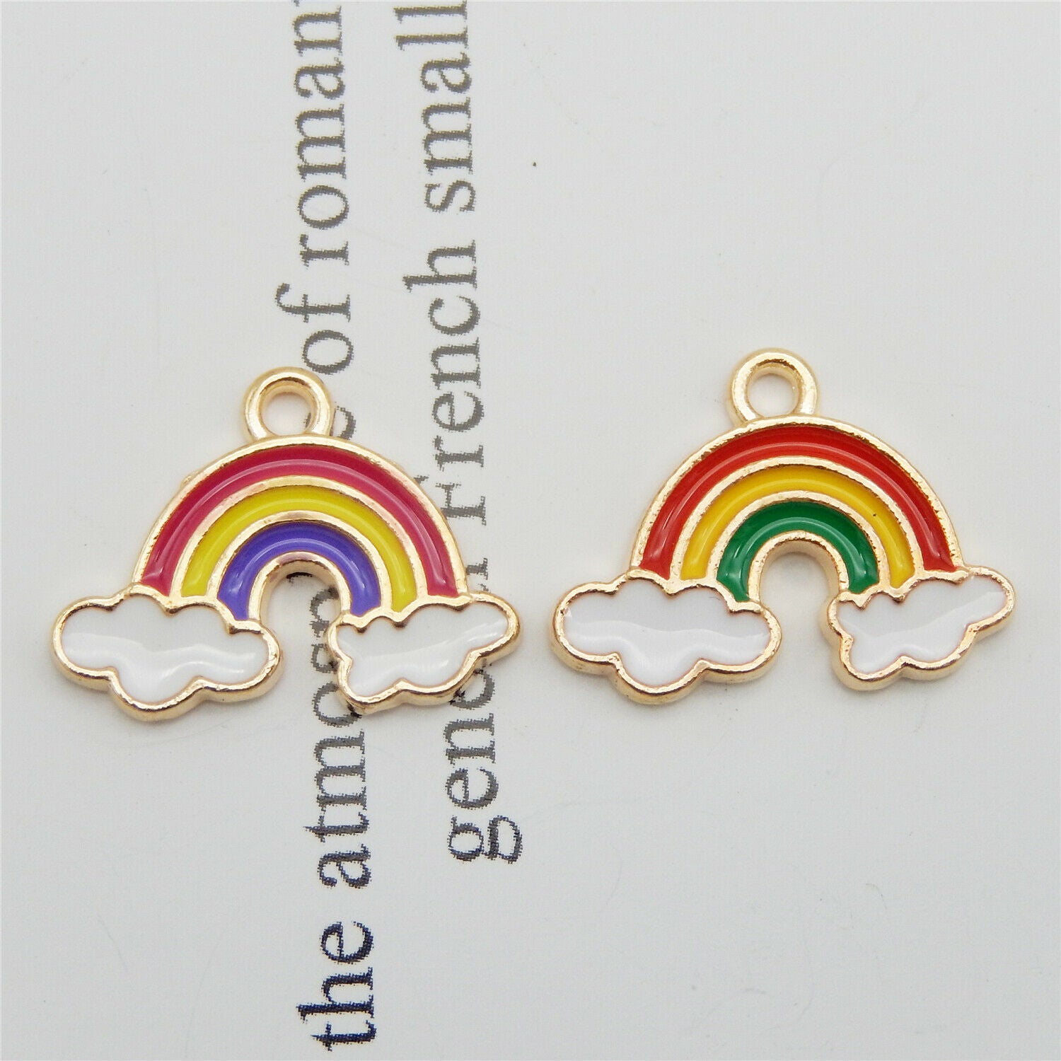20pcs Enamel Plated Mixed Assorted Rainbow Cloud Pendant Charms Jewelry Findings