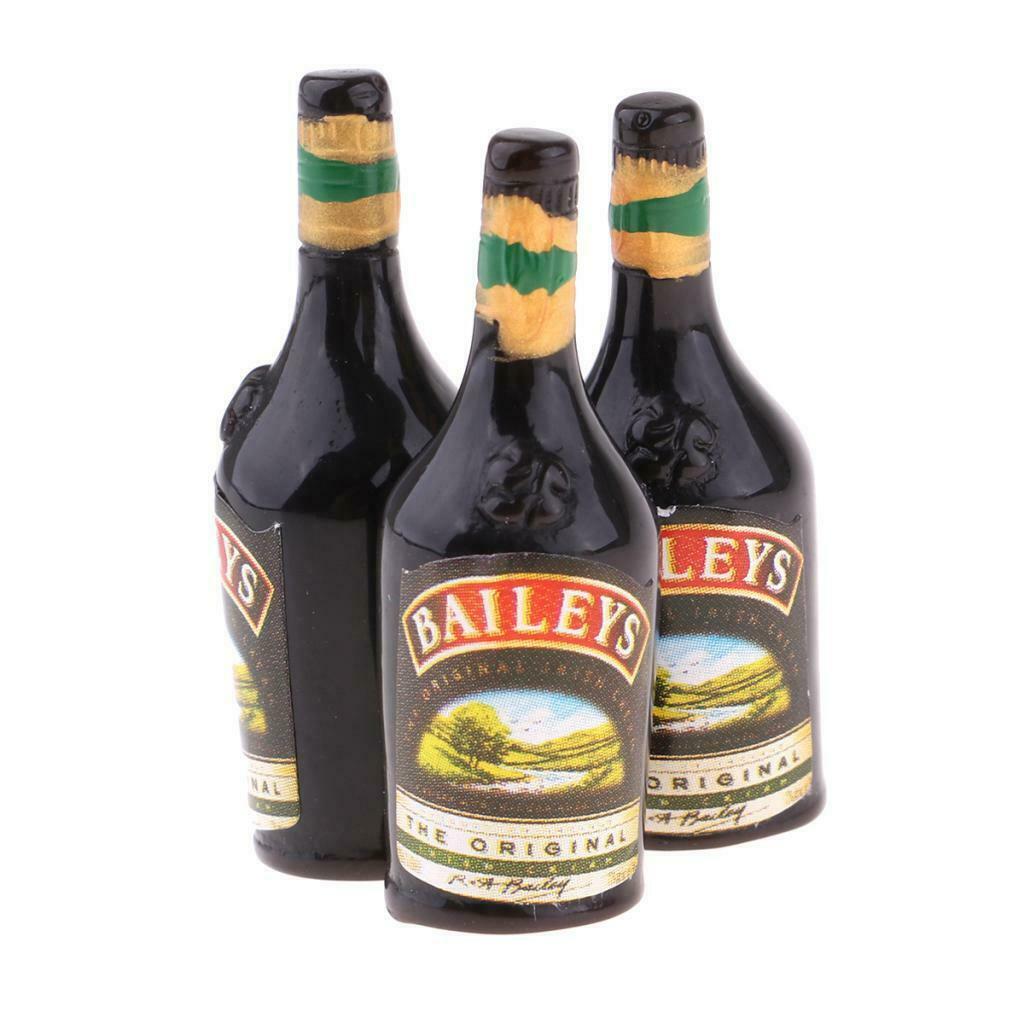 3 Pieces 1:12 Mini Glass Wine Bottles Pub Bar Decoration Ornament Accessory
