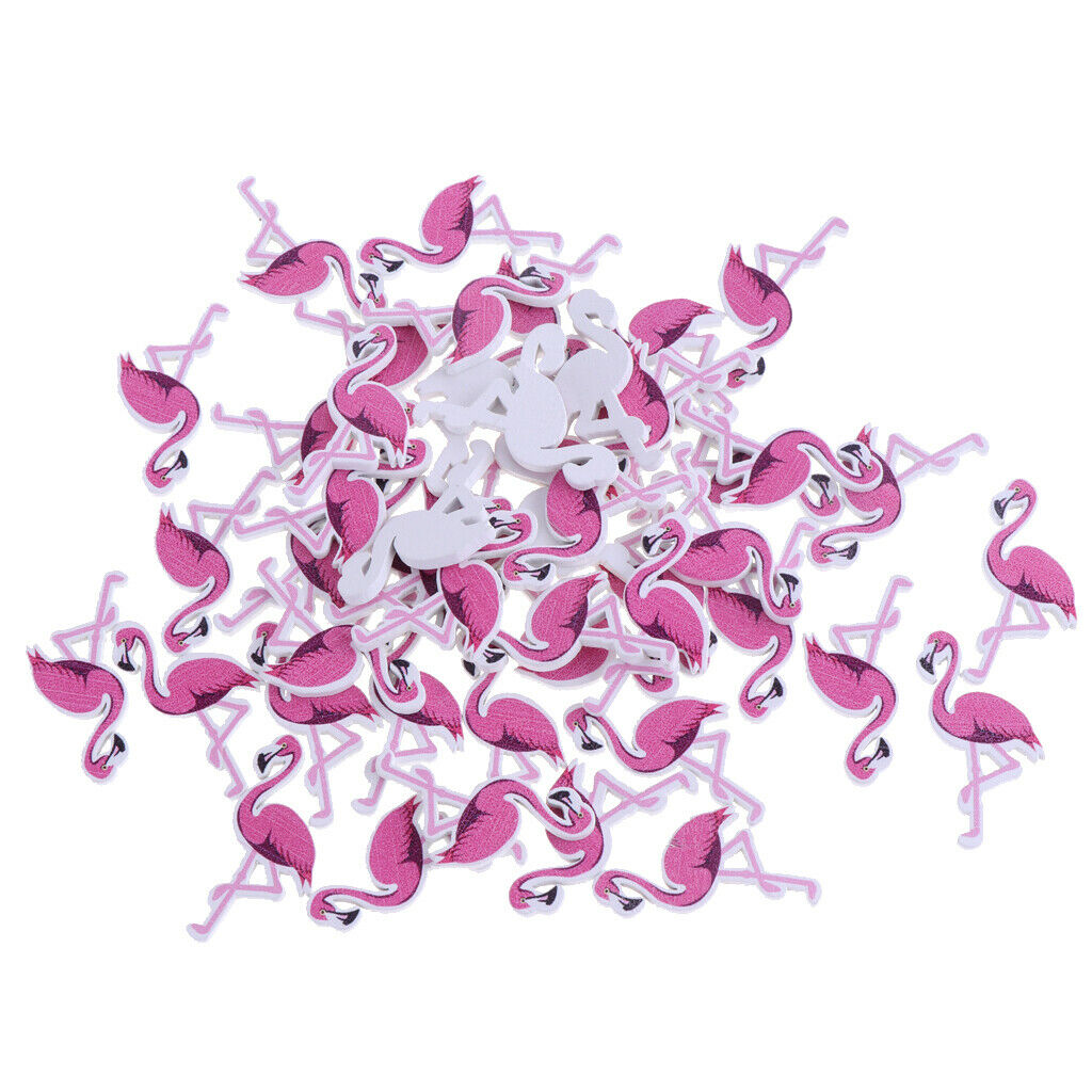 50Pcs Lovely Cartoon Animal Wood Buttons DIY Flamingo Boutons For Kids Baby