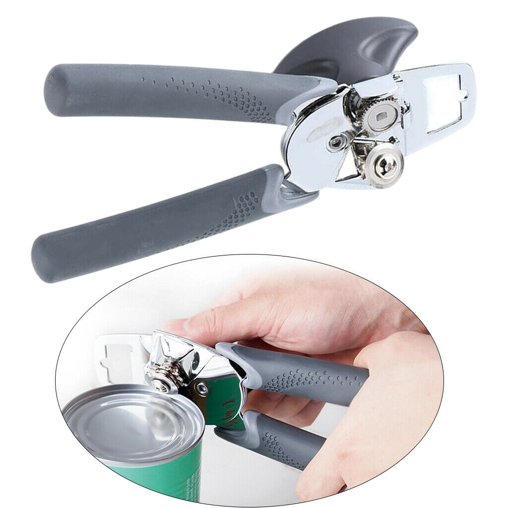 Stainless Manual Can Opener Hand Grip Bottle Opener Smooth Edge Kitchen Tool
